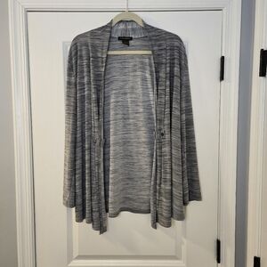 Susan Lawrence Gray And Black Longsleeve Lightweight Cardigan Size Large